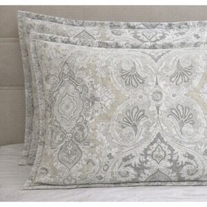 Echo Odyssey Pillow Shams King Size Set Paisley Tan Taupe Cream Boho Cottage